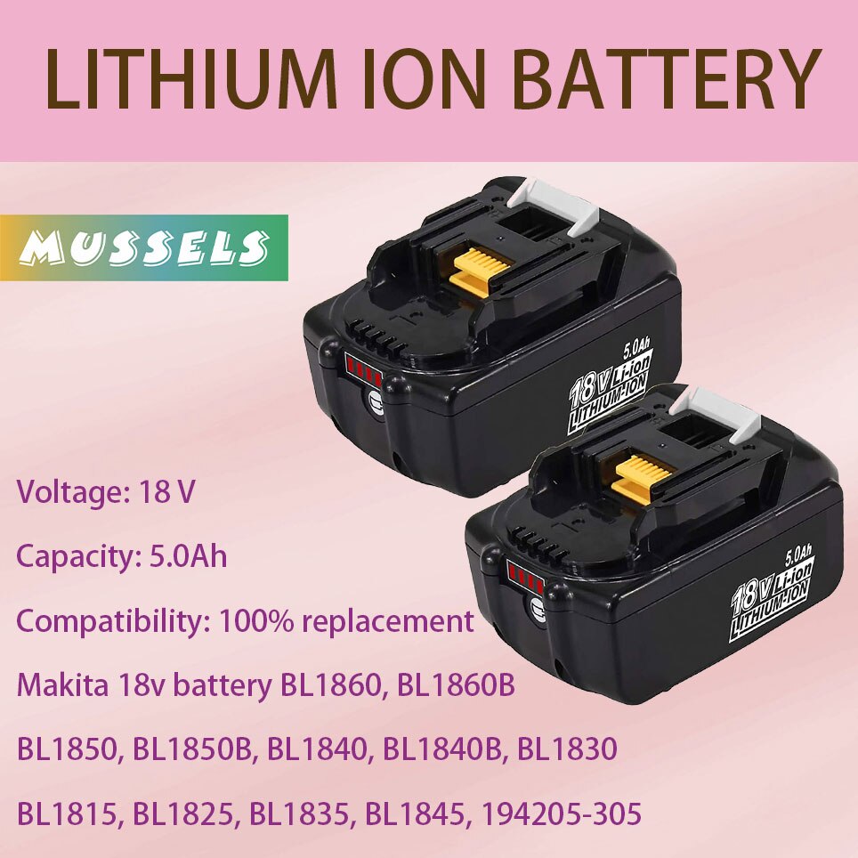 2022 18V battery BL1850B replacement battery BL1850 BL1840 BL1850B BL1860 BL1845 BL1820 Lxt 18 volt cordless power tool battery