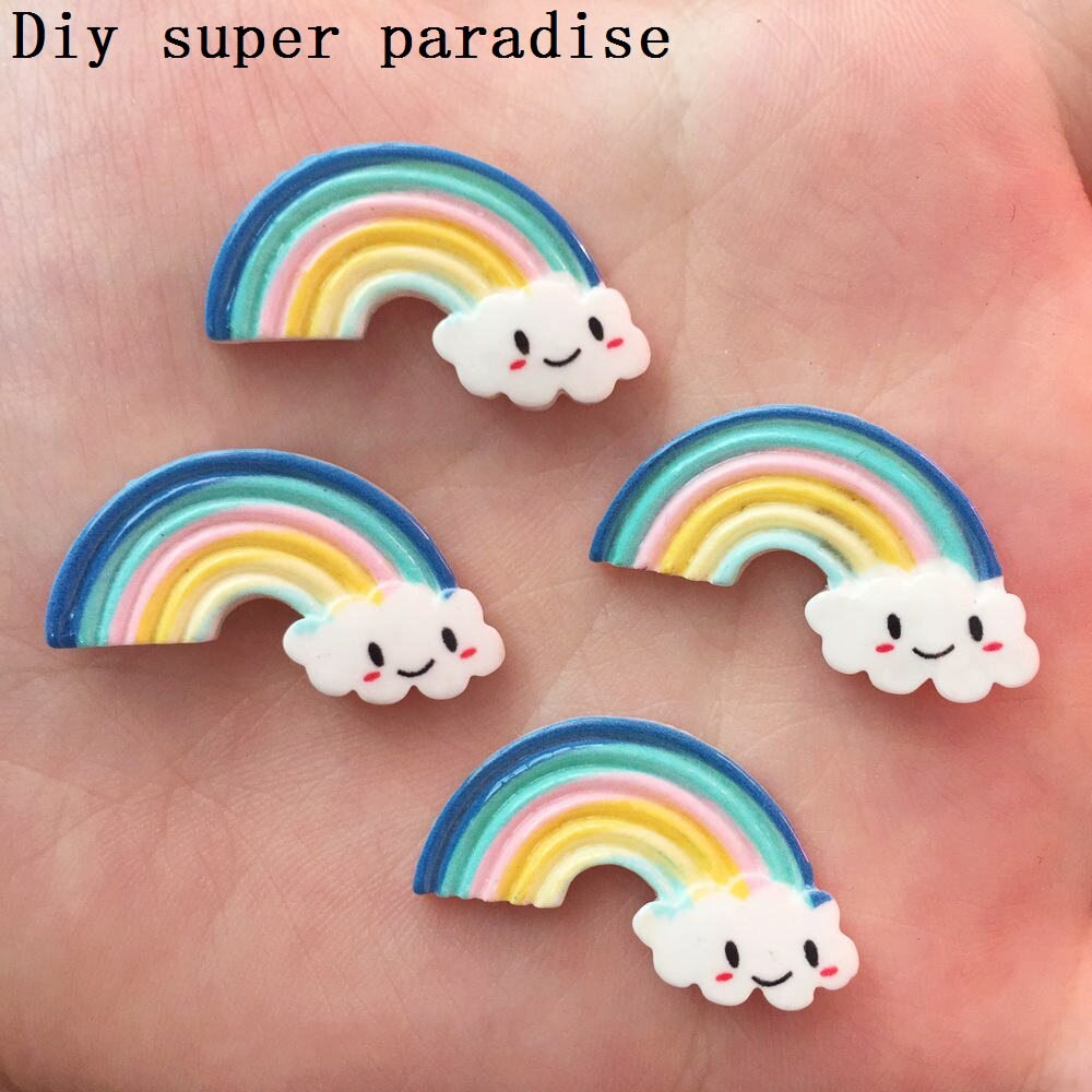 DIY 10 Pcs Resin variety Rainbow Flatback stone child Manual works DIY scrapbook R31