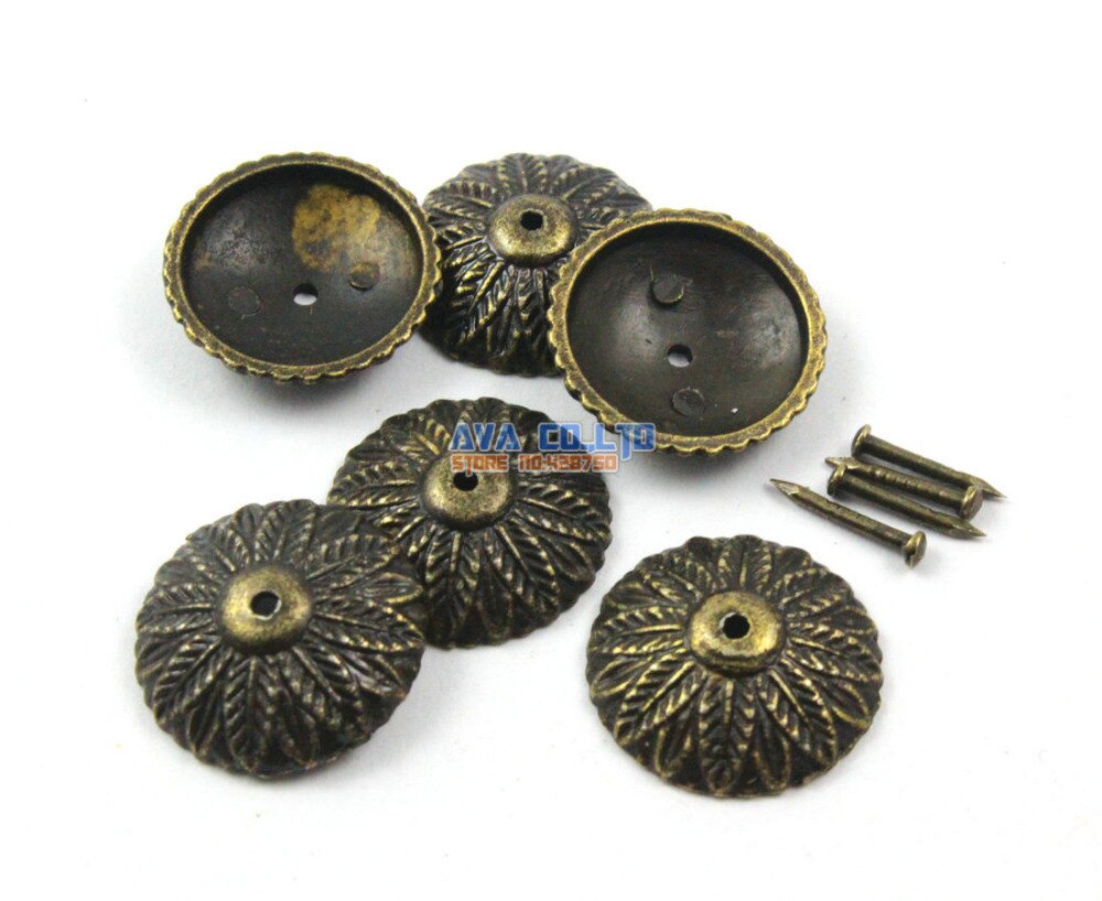 100 Pieces 18mm Antique Brass Upholstery Tacks Nails Round Nail Pads