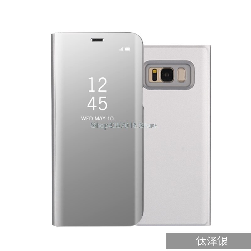 Para samsung galaxy s8 g950f g950fd caso espelho de luxo smart view janela flip caso para samsung s8 s 8 SM-G950F SM-G950FD SM-G950: Silver / Only Case