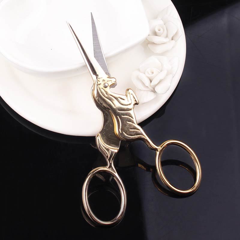 Herramienta de costura europea Retro unicornio tijeras para Sastre bordado tijera artesanía clásica tela puntada antigua Arte Cruz