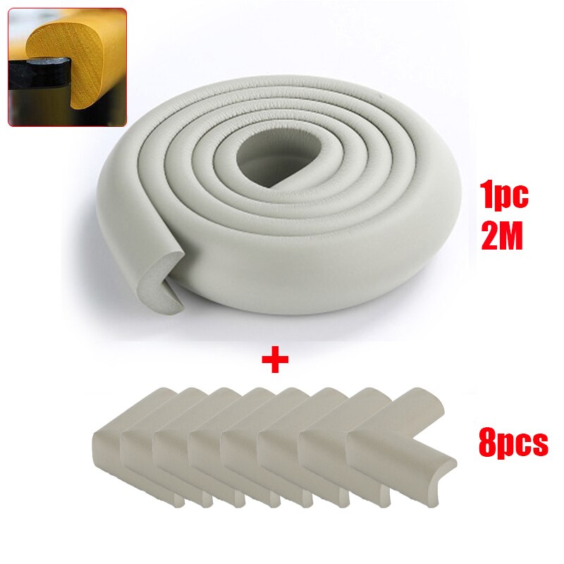 2M de protección de la infancia equipo bebé de seguridad para niños muebles ángulo Protector para Borde de esquina en forma de U de vidrio de de cintas: L corner set grey