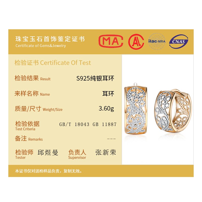 Aglover 100% S925 Sterling Zilveren Patroon Hollow 18K Goud Zirkoon Oorbellen Voor Mode Vrouw Engagement Party Sieraden