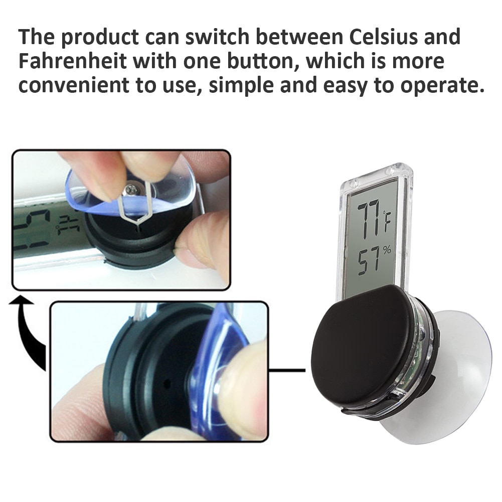 LCD With Suction Cup Electronic Thermometer Hygrometer Digital Display Temp Humidity Monitor Meter For Incubator Reptile Tanks