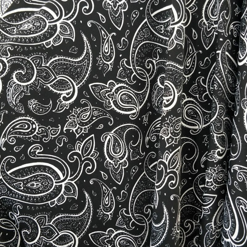 Paisley-print elastisk chiffon, glat shirtkjole med cosplaystof: Sf2