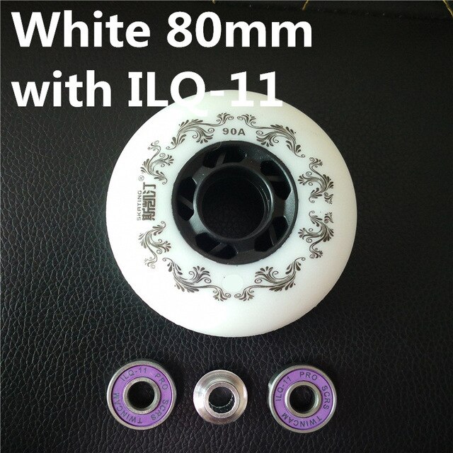 branded SCHAATSEN 3rd 90A inline skates wiel remmen roller blade rodas slide schaatsen ruedas voor sliding paiting: 80mm White ILQ11