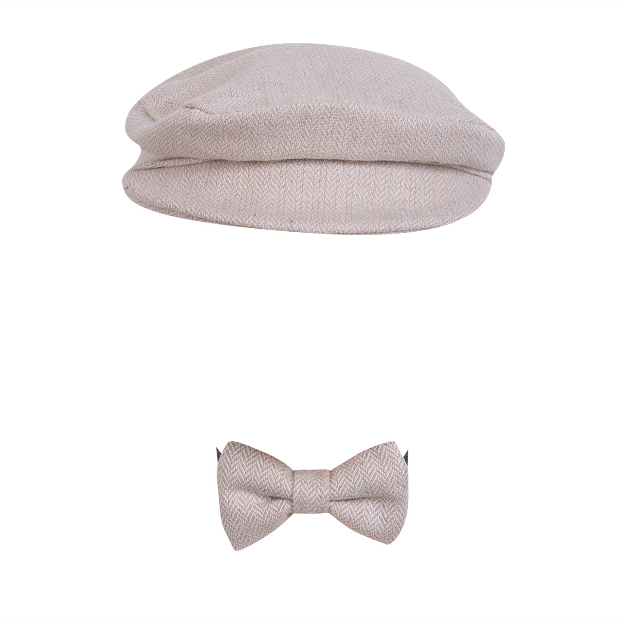 Baby Pasgeboren Piekte Beanie Cap Hoed + Strikje Foto Fotografie Prop Outfit Set persoonlijkheid: Beige