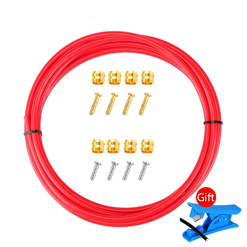 MTB 2.5m przewód hamulcowy rowerowy 5mm nylon Mountian rower tarcza hydrauliczna rura olejowa wąż rurowy BH59/BH90 igła olejowa T głowica: czerwony zestaw