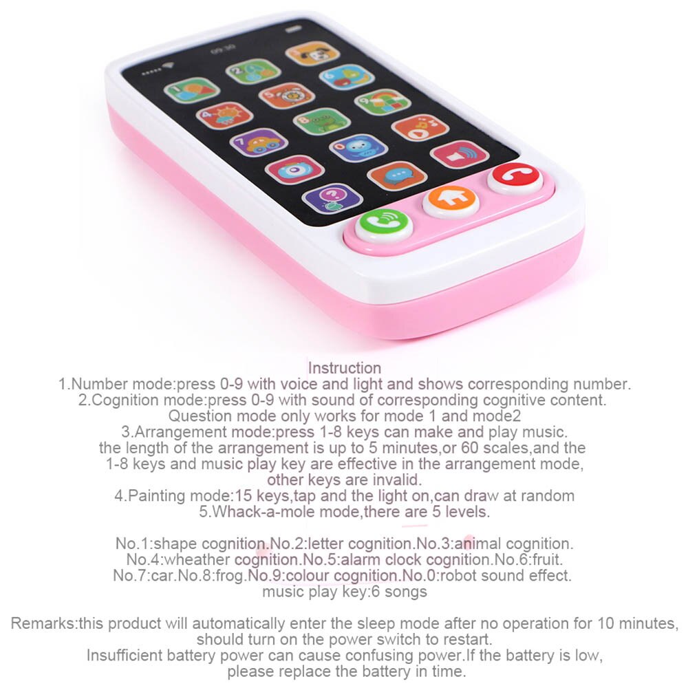 Juguete de simulación de bebé para teléfono móvil, canciones musicales de aprendizaje para teléfono móvil, juguetes educativos para niños con sonido de animales