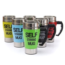 Stainless Lazy Self Stirring Mug Auto Mixing Tea Coffee Cup Handgrip 350ml Office Button Pressing Caneca Cups
