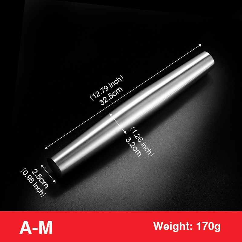 Stainless Steel Rolling Pin Dough Roller Dumpling Wrapper Kitchen Non-stick Baking Accessories Tool Pizza Noodle Cookie Making: A-M