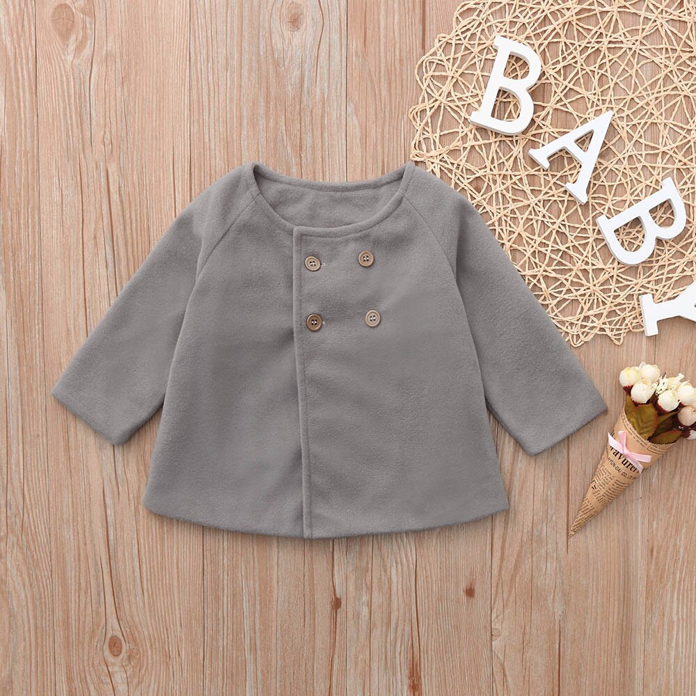 Høst vinter jenter barn baby yttertøy kappe knapp jakke varm frakk klær barn jakke manteau bebe fille: 12m