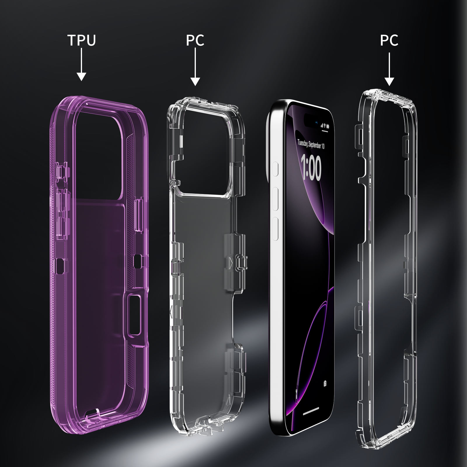 Transparant hoesje voor iPhone 17 Pro Max 17 Air 17 Pro Volledige 3-in-1 Schokbestendig Heavy Duty Anti-kras Robuuste Clear Cover Funda