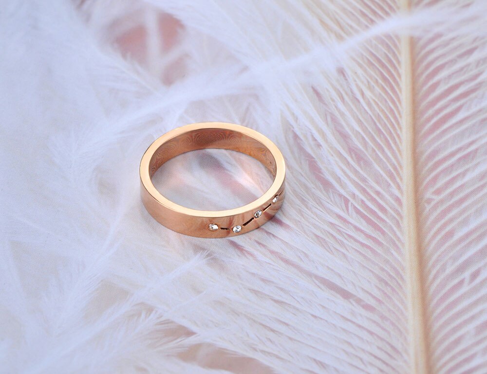 Lokaer joias em aço inoxidável, strass, anel de noivado, rosa, dourado, cristal, anéis de casamento para mulheres, frete direto, r19006