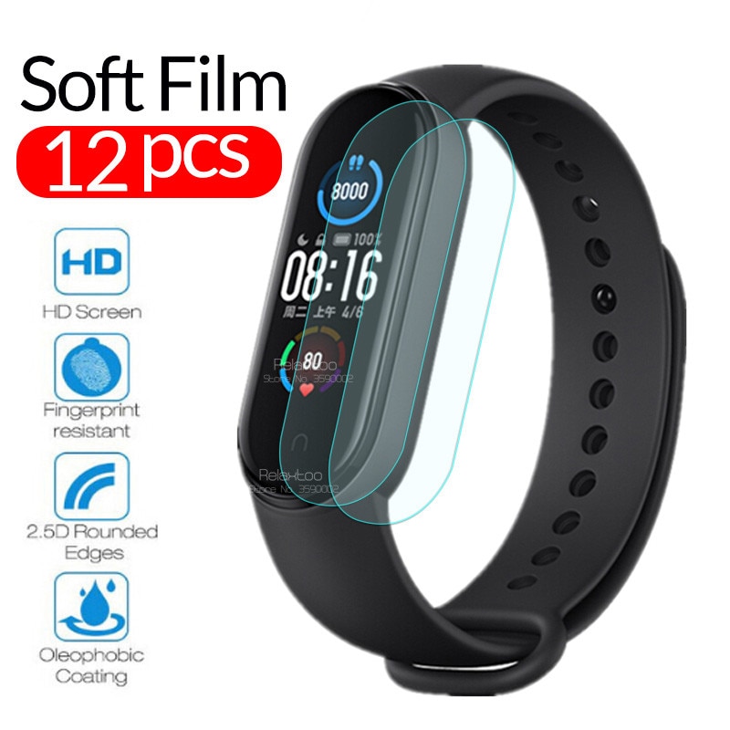 12 Stuks Films Voor Xiaomi Mi Band 5 Screen Protector Film Mi Band5 Miband 5 Miband5 Smart Polsbandje Accessoires Niet Gehard glas