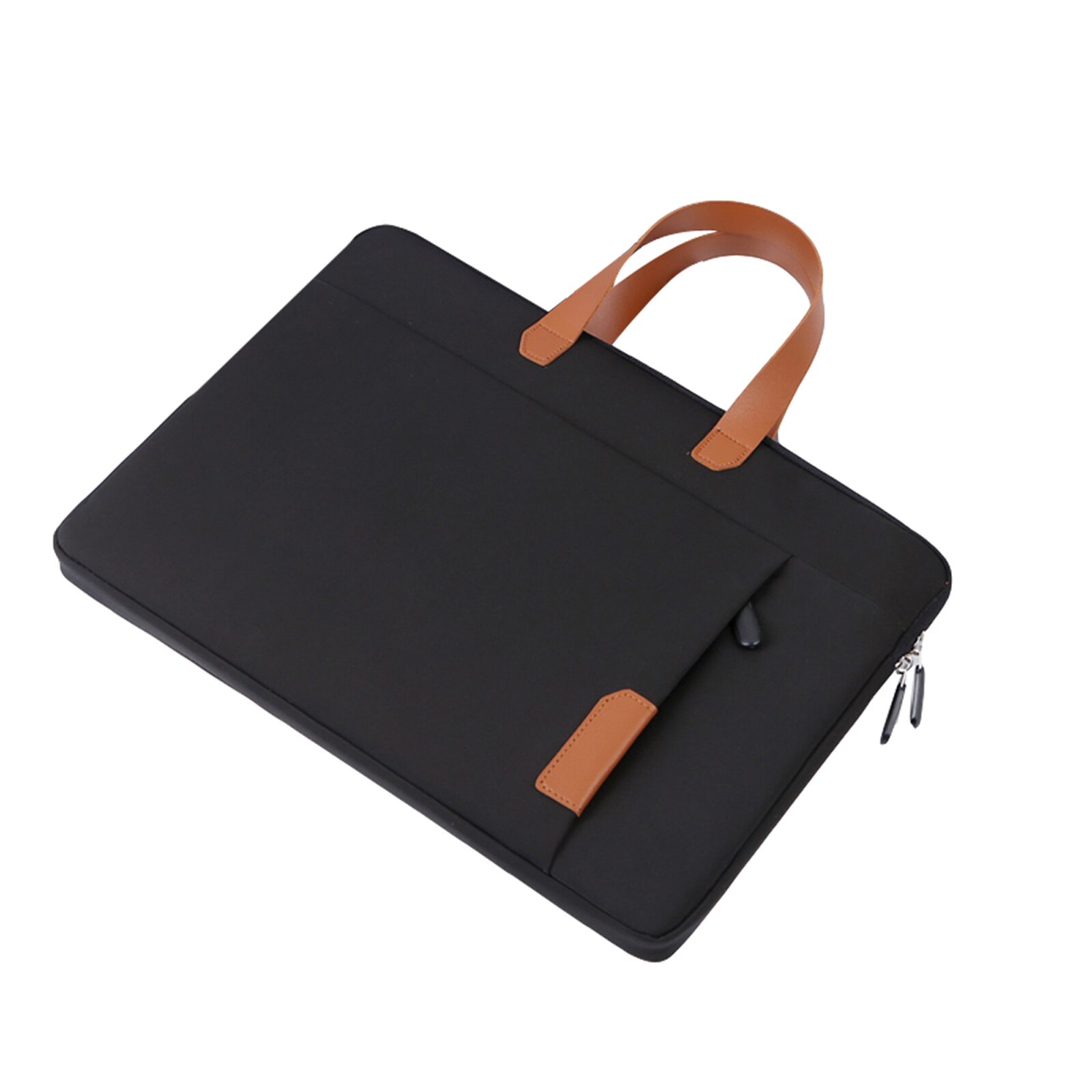 Draagbare Waterdichte Oxford Doek Laptop Tas Dubbele Ritsen Sluiting Anti-Collision Handtas Met Voorvak 14 Inch: Black