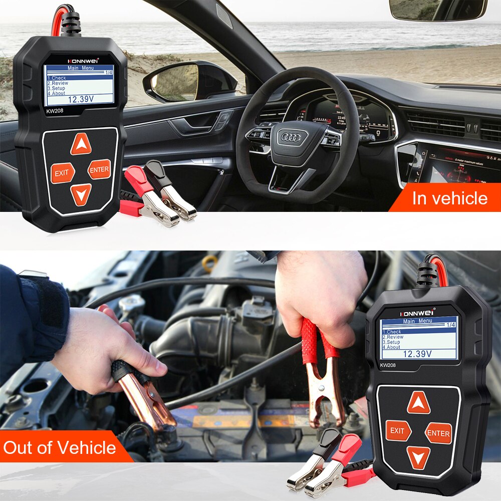 KONNWEI-probador de batería de coche KW208, 12V, 100 a 2000CCA, herramientas de batería para el coche, carga rápida, Analizador de cargador de diagnóstico