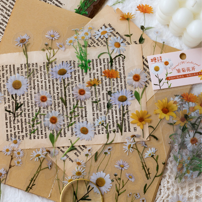 Colección de plantas naturales, pegatinas decorativas de PVC de hojas verdes, etiqueta para álbum de recortes, diario, papelería, álbum, taza para teléfono, planificador diario
