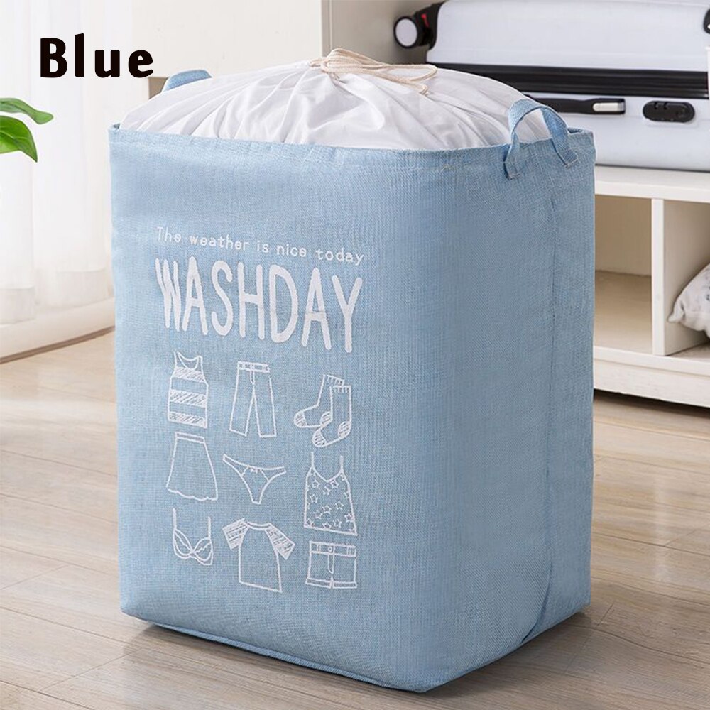 75L Large Folding Dirty Laundry Basket Organizer Toy Clothes Storage Bucket Collapsible Drawstring Laundry Hamper with Handle: Blue