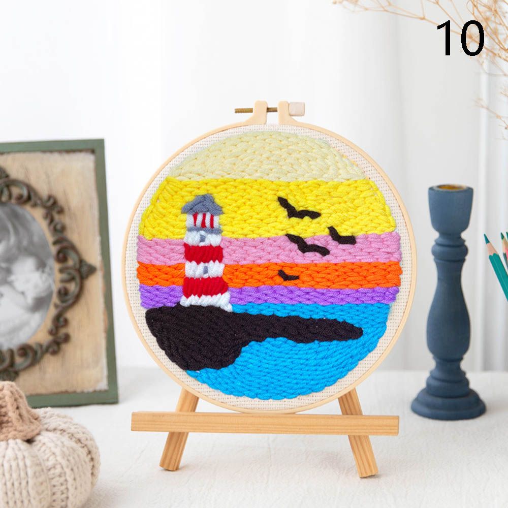 Kit de bordado de dibujos animados con hilo, costura artesanal para principiantes, Kits de aguja de punzón para bordado, decoración de punto de cruz hecha a mano: 10