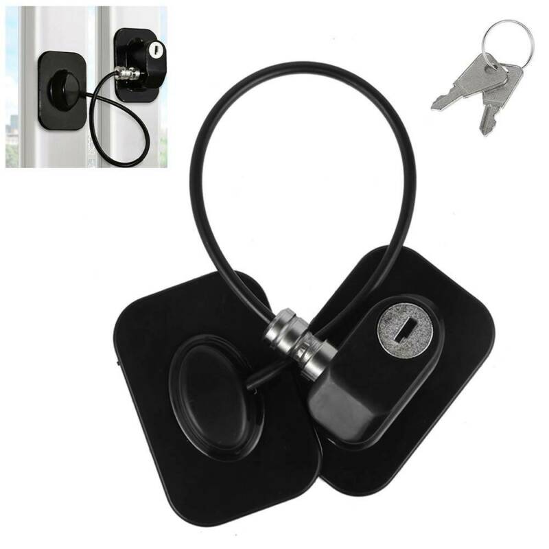 Zabezpieczenie przed dziećmi przesuwanie drzwi lodówki z 2 kluczami hasło okno bezpieczeństwa zamykana szafka blokada lodówka z zamrażarką blokada szafki: czarny