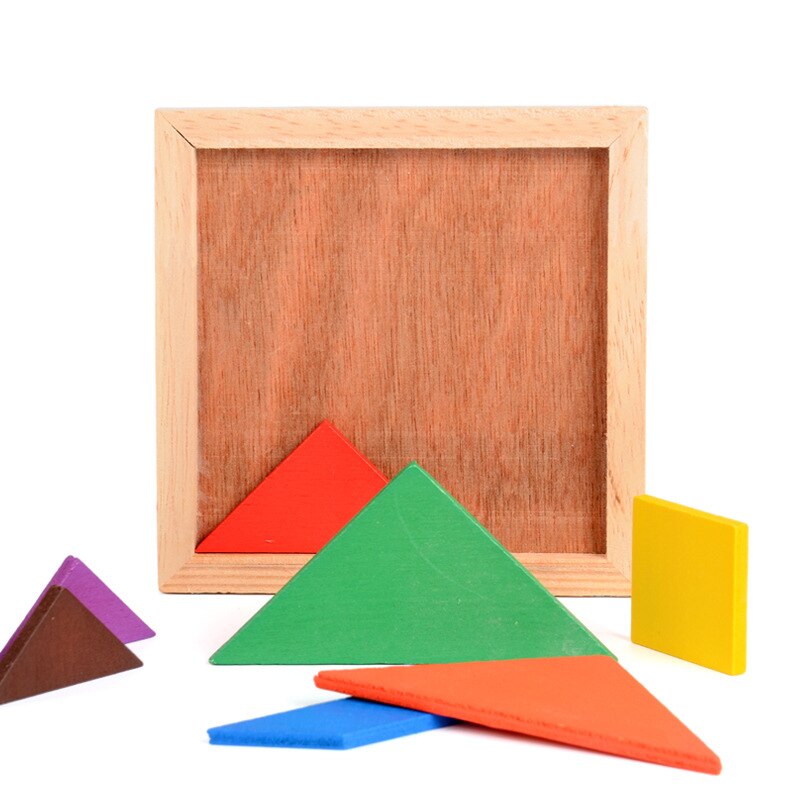 Planche à découper en bois Tangram, forme géométrique en bois multicolore Puzzle de bricolage jouets éducatifs créatifs pour les enfants