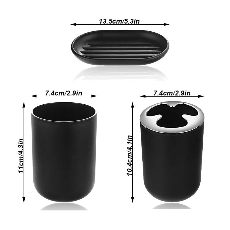 GOALONE 6Pcs/Set Luxury Bathroom Accessories Plastic Toothbrush Holder Cup Soap Dispenser Dish Toilet Brush Holder Trash Can Set