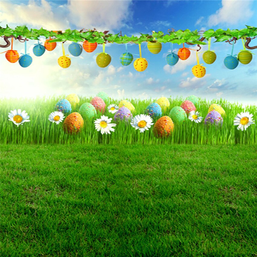 Easter Day Theme Vinyl Photography Backdrop Custom Photo Background Props outside Background #0115