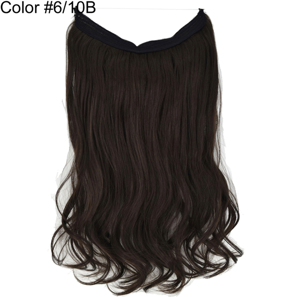 Extensions de cheveux de Halo de TOPREETY ondulent les postiches cachées par fil élastique Invisible aucune Fiber synthétique résistante à la chaleur d'agrafe TPYLW90: 6-10B