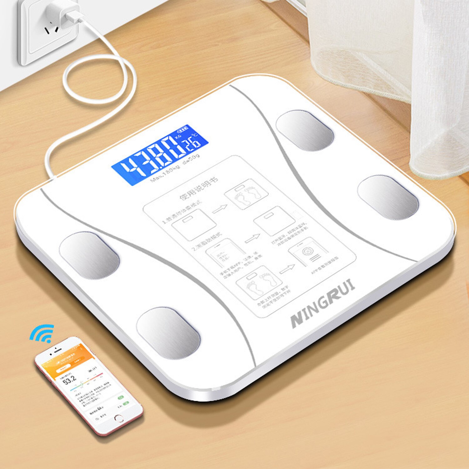 LED Household BT Intelligent Body Fat BMI Monitor Digital Fitness Analyzer Electronic Weighing Scales