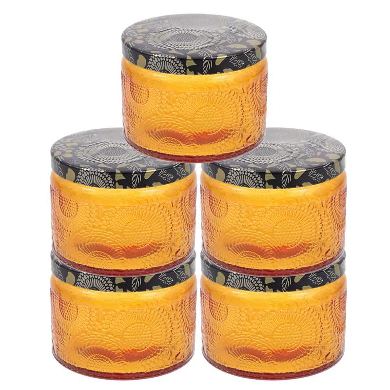 5Pcs Glas Kaars Potten Wax Container Kaars Cup Kandelaar Romantische Aromatherapie Kaars Houder Woondecoratie: Goud
