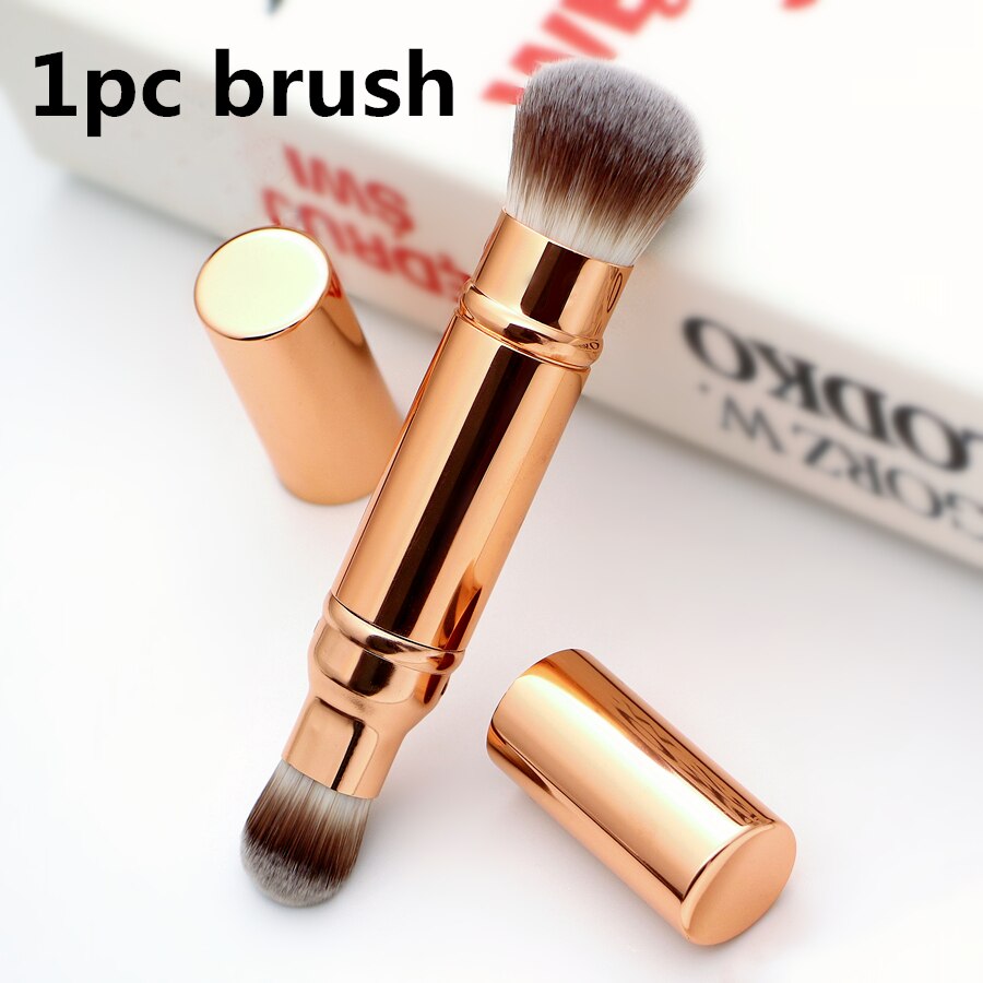 Make-upkwasten intrekbare dubbelzijdige teintkwast luxe reisgezichtsfoundation poeder bronzer kabuki make-upkwasten: Default Title