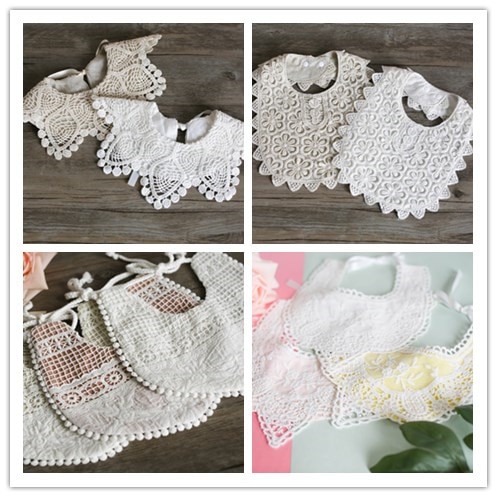 Commercio tutto'ingrosso 10 pz marca nuovo 2018 Del bambino Delle Ragazze 100% Del Merletto Del Cotone Bavaglini Panni del rutto 0-3anno