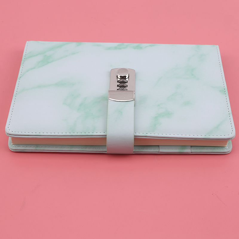 Anteckningsbok papper vintage läder marmor dagbok journal med kombination lösenord lås kod anteckningsbok skolkontor brevpapper