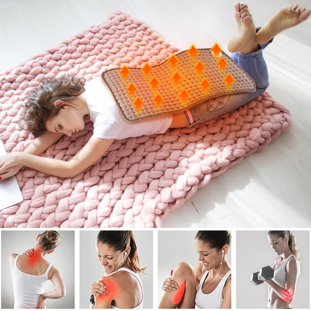 Almohadilla térmica eléctrica de 220v y 110v para Abdomen, cintura y espalda, manta térmica para mantener el calor, alivio del dolor, calentador de manos y pies para invierno, alfombra