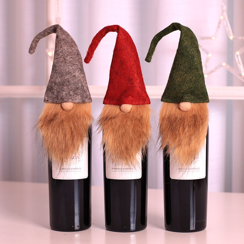 Juledekorationer rudolf vinflaske poser champagne pailletter indehavere julemanden xmas hjem middagsselskab borddekorer
