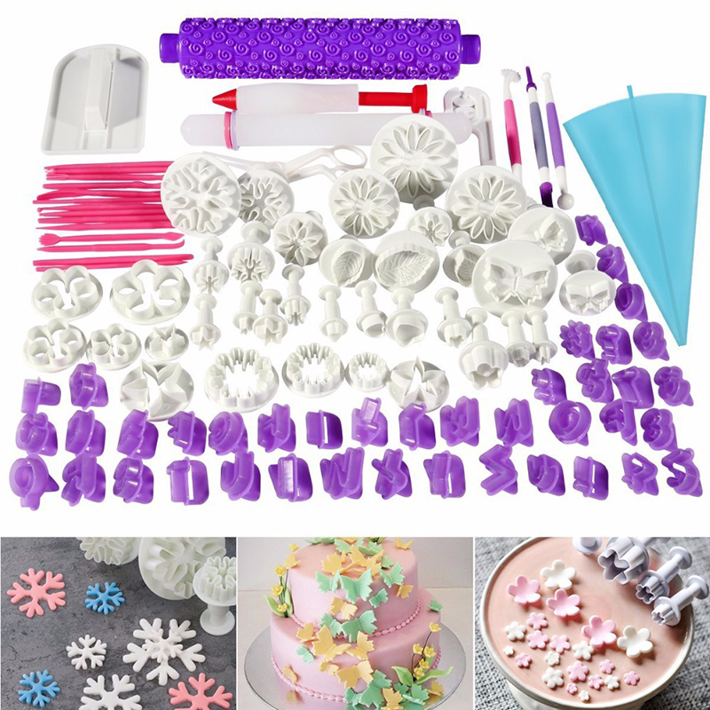 96 stuks/set zuiger fondant uitstekers taartgereedschappen koek cakevorm mal knutselen doe-het-zelf 3d suikercraft taartdecoratie gereedschappen