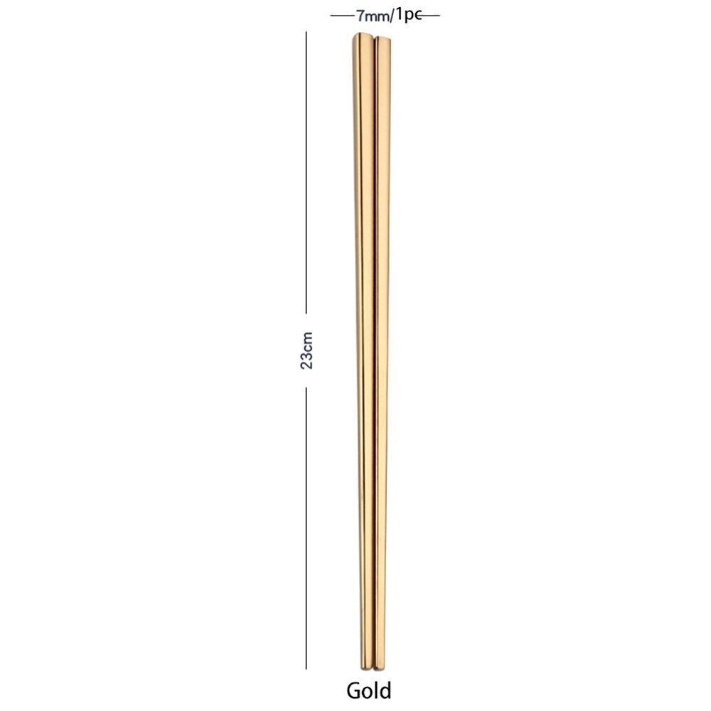 1 Pair Stainless Steel Chinese Chopsticks Non-slip Reusable Metal Chopstick Sushi Hashi Food Sticks Tableware Kitchen Tool 23cm