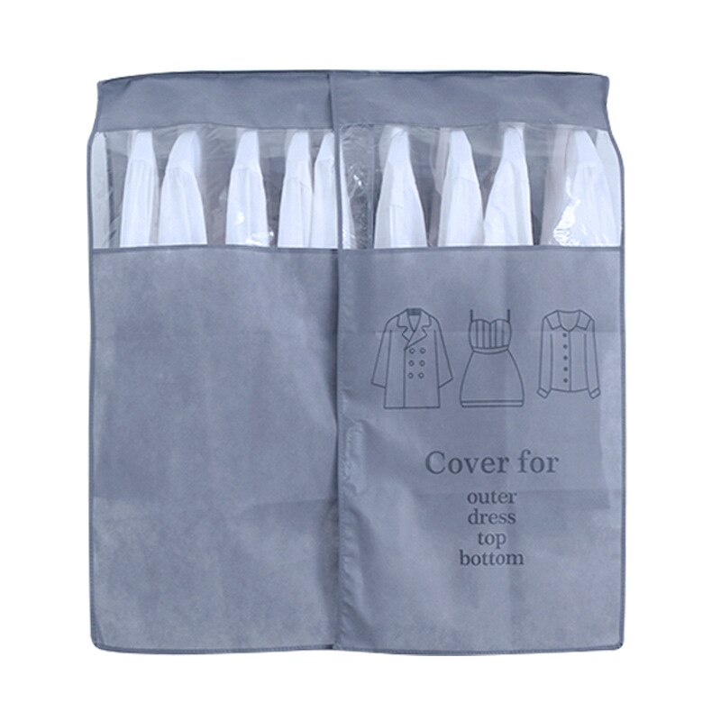 Clothes Hanging Dust Cover Non-woven Fabric Clothes Dust Covers Waterproof Clothing Dustproof Cover Home Wardrobe Coat Organizer: Gray L