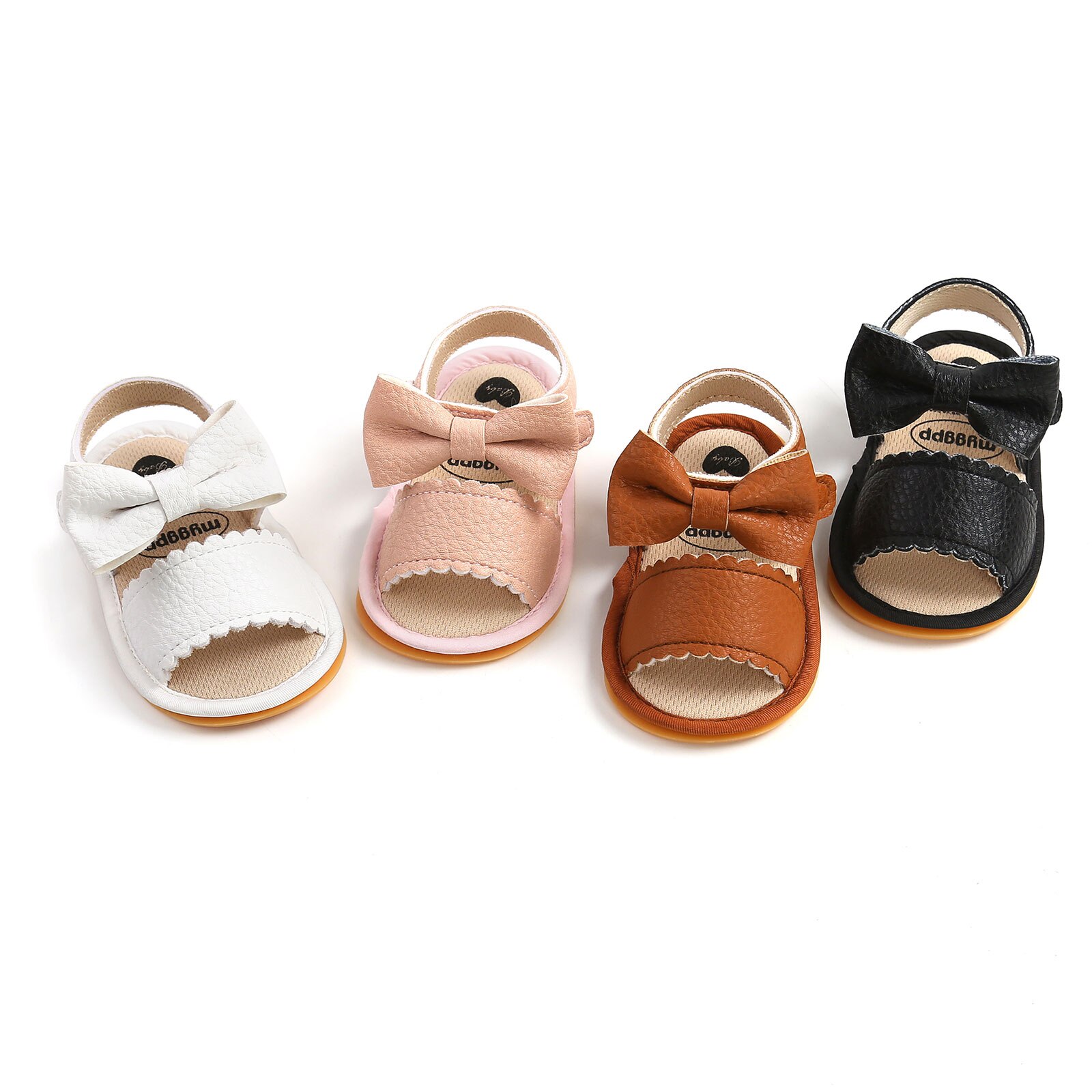 Sandales pour bébé, chaussures de marche à nœud papillon de couleur unie pour filles, blanc/marron/noir/rose pour été, 0-18 mois