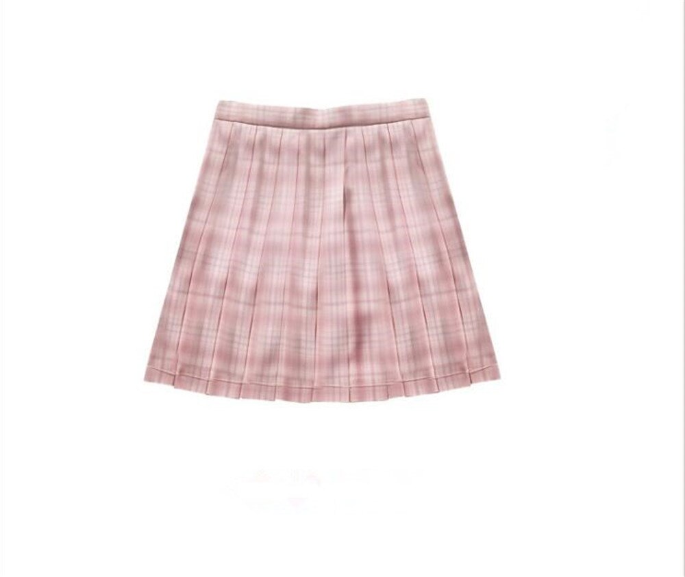 Pink japansk sommer plisseret nederdel plaid nederdele til jk skoleelever uniform klude  d015: M