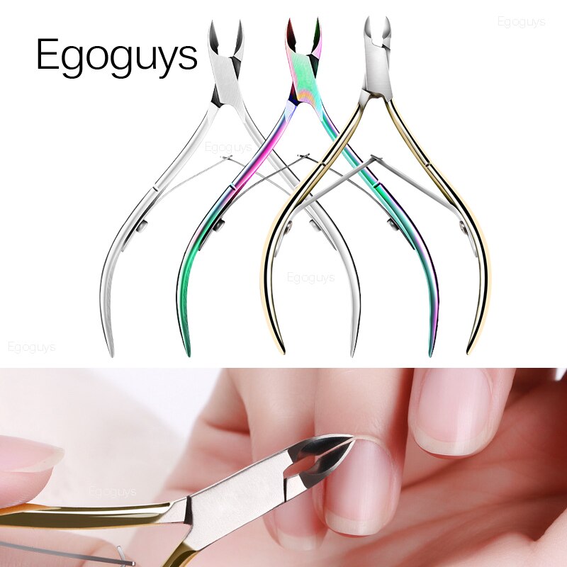 Tijeras para cutículas de acero inoxidable, herramientas de manicura pedicura, Tijera para piel muerta cortauñas dorada/plateada/arcoíris