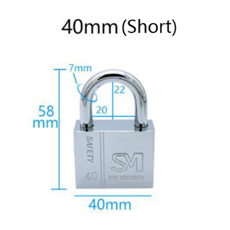 Rustfrit stål hængelås skab udendørs lås holdbar brug heavy duty høj sikkerhed solid lås dør gate box sikkerhed: Kort 40mm