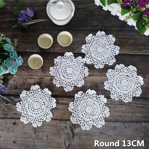 13 CM Ronde Moderne Witte Gehaakte Kant Placemats Kerst Glazen Tafel
