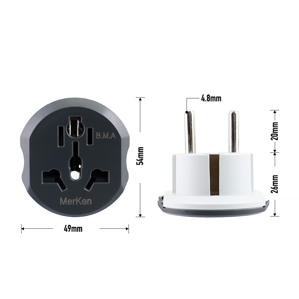 EU Universal Adapter,AU US UK CN To EU,Wall Socket EU Converter 2 Round Socket,AC 16A 250V Travel Power Adapter,3/5/10 Pcs/Set