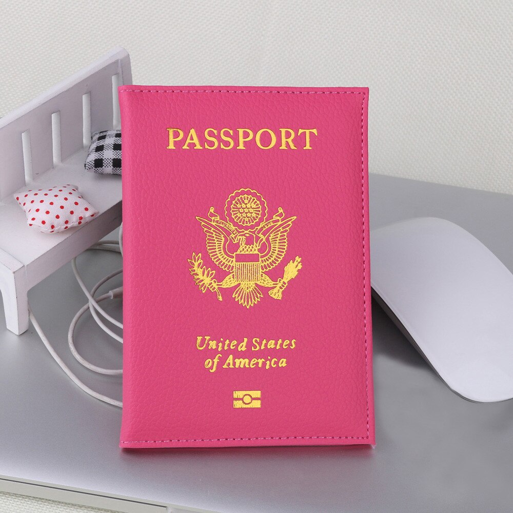 Travel Cute USA Passport Cover Women Pink USA Passport Holder American for Passports Girls Case Passport Wallet Pasaporte @: Hot Pink