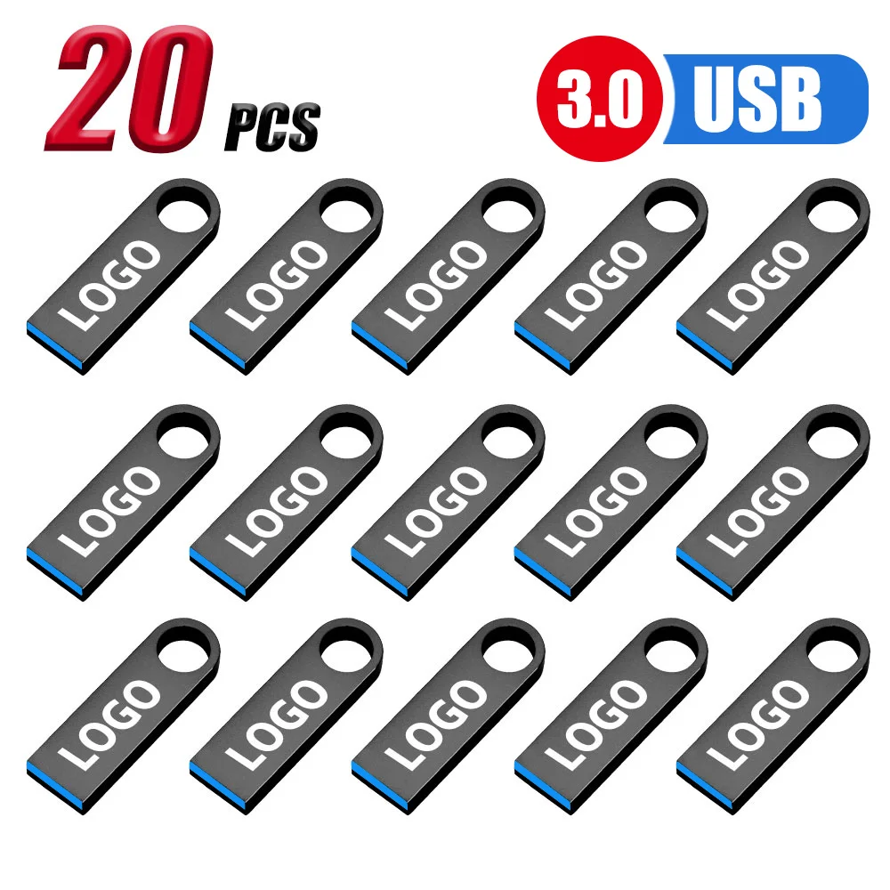 10/ 20/50 Pcs/lot Free Logo metal USB 3. 0Flash Drive 64GB 32GB memory Flash USB Stick 16GB 8GB pen drive PenDrive U Disk: Gold / 16GB