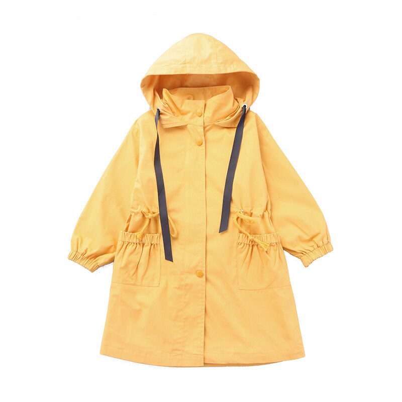 Autumn girls trench coat for kids clothes children clothing hooded solid outerwear girls clothes windbreaker 4-15Y