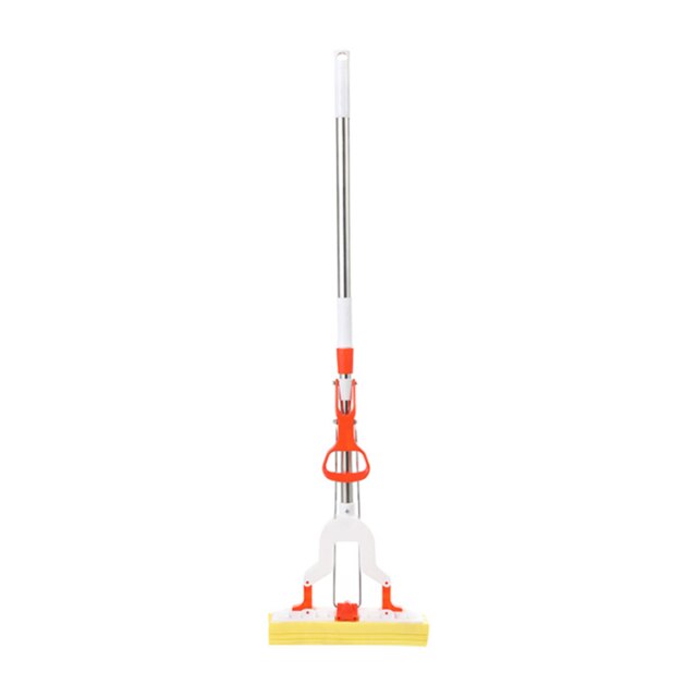 Stainless Steel Telescopic Rod Half-Folding Rubber Cotton Mop Folding Sponge Free Hand Washing Steel Squeezing Water Mop: E