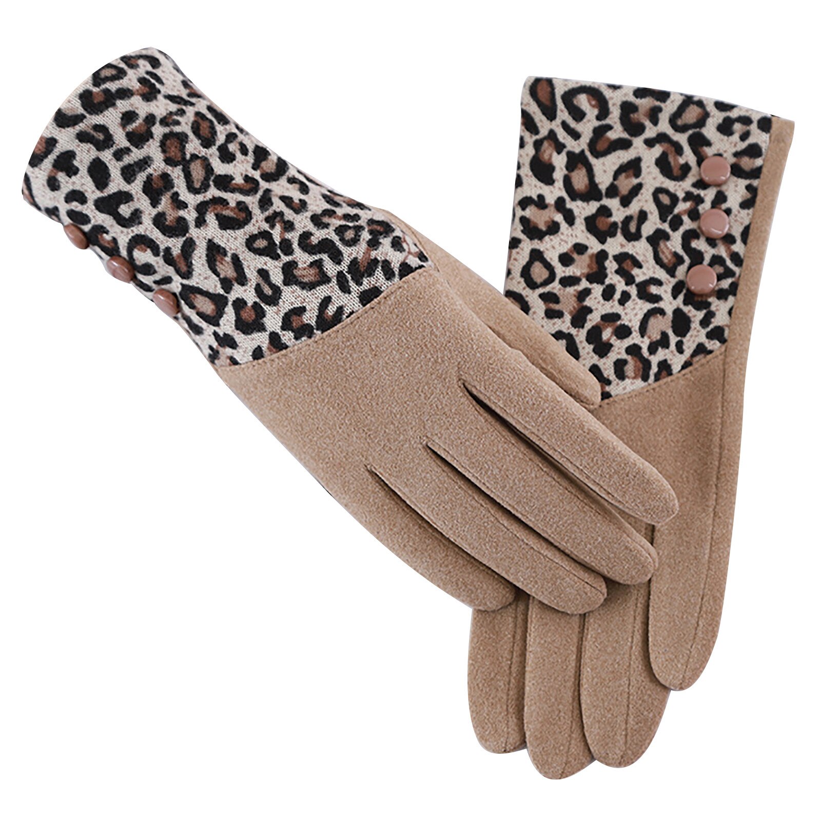 Luipaard Print Vrouwen Handschoenen Winter Vrouwen Handschoenen Met Fleece T-Ouch Scherm Voor Wijsvinger Rijden Handschoenen Guantes invierno: KH